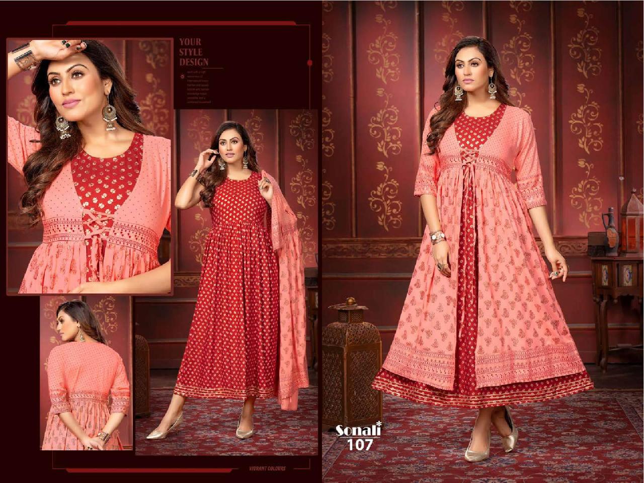 Golden Sonali 3 Ethnic Wear Wholesale Anarkali Kurti Collection 
